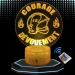 Lampe de chevet 3d led pompier, veilleuse changement couleurs, lampe tactile bureau et chambre, ide ...