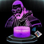 Lampe de chevet 3d led rap sch, veilleuse changement de couleurs, lampe tactile bureau et chambre enfant, ...