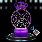 Lampe de chevet 3d led real madrid football, veilleuse changement de couleurs, lampe tactile bureau et ...