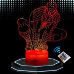 Lampe de chevet 3d led spider man, veilleuse changement de couleurs, lampe tactile bureau et chambre ...