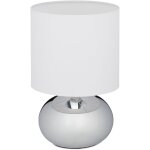 Lampe de chevet, abat - jour, douille e14, câble, h x d : 28 x 18 cm, pour la chambre, argenté et blanc ... Lampe de chevet, abat - jour, douille e14, câble, h x d : 28 x 18 cm, pour la chambre, argenté et blanc ...