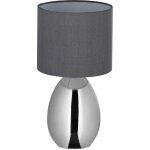 Lampe de chevet, abat - jour, douille e14, câble, h x d : 32 x 18 cm, pour la chambre, argenté et gris ... Lampe de chevet, abat - jour, douille e14, câble, h x d : 32 x 18 cm, pour la chambre, argenté et gris ...