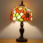Lampe de chevet antique verre teint� tournesol led 3 temp�ratures couleur salon bureau