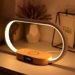 Lampe de chevet avec chargeur rapide 10 w, horloge, port usb, variateur d'intensit progressif et 3 modes ...