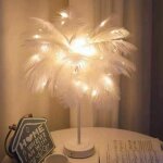 Lampe de chevet led plume avec t�l�commande - �l�gante lampe de chevet - style minimaliste moderne - ...