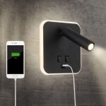 Lampe de chevet led avec port de charge usb, applique murale d'intrieur, avec interrupteur, noir, 3 ...