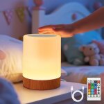 Lampe chevet led rgb sans fil tactile dimmable, t�l�commande, rechargeable usb, cylindre d�coratif