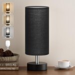 Lampe de chevet, petite lampe  cordon, lampe de table moderne avec abat - jour en tissu noire et base ...