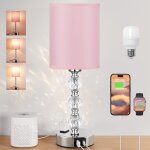 Lampes de chevet pink touch pour chambres  coucher - lampe de table en cristal avec port de chargement ...