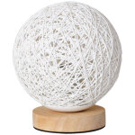 Lampe de chevet sph�rique led 15 cm en rotin avec prise usb ? veilleuse d'ambiance 3 couleurs avec variateur, ...