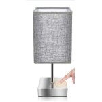 Lampe de chevet tactile avec abat - jour gris grossier, gradation tactile infinie, ampoule tricolore, ...