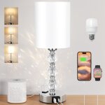 Lampe de chevet tactile en cristal pour chambre  coucher, avec port de recharge usb c + a et prise secteur, ...
