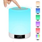 Lampe de chevet tactile rechargeable portable, lampe de table enceinte bluetooth musique, fm radio r�veil ...
