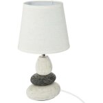 Atmosphera - lampe  poser en cramique blanc ivoire avec socle effet galets, hauteur 33 cm crateur ...