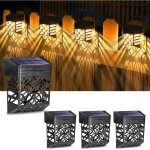 Lampe de clture solaire, 4 pices lampe solaire extrieur jardin ip54 tanche clairage mural d'extrieur ...