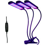 Lampe de croissance d'int�rieur, lampe horticole led � trois t�tes 30w, intensit� variable, minuterie ...