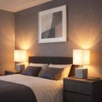 Lampe de table c�ramique grise lampe de chevet abat - jour textile blanc lampe d'appoint moderne, douille ...