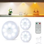 Lampe detecteur de mouvement interieur rechargeable usb, lot de 3lampe de placard sans fil, luminosit ...