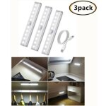 Lampe d�tecteur de mouvement - non sp�cifi� - 3pcs - usb rechargeable - 10 led - blanc