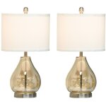 Lampe � poser double - 2 lampes de chevet style industriel - e27 - verre et lin - acier - ambre - 30x30x56cm ...