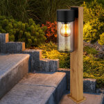 Lampe d'ext�rieur lampadaire de chemin d'acc�s, moderne, maison de campagne, aspect bois, verre fum�, ...