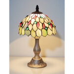 Lampe � poser floraison en verre �meraude 33x20cm
