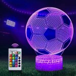 Snq - lampe de football 3d led veilleuse avec tlcommande, 7 couleurs slectionnables interrupteur tactile ...