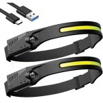 Lampe frontale led rechargeable, 2pcs torches frontales de course tanches, lampe frontale avec fonction ...