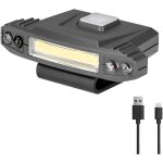 Lampe frontale led rechargeable � clipser sur une casquette, lampe torche cob mains libres avec lumi�re ...