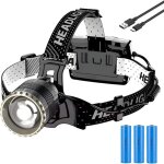 Lampe frontale led usb - c rechargeable, ultra puissante 90000 lumens 4 modes lampe frontale avec capt, ...