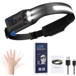 Lampe frontale rechargeable, super lgerlampe frontale running, capteur mouvements, 8 modes d'clairage, ...