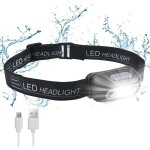 Lampe frontale rechargeable, lampe torche frontale puissante 200 lm 3 modes mode capteur sensible, ultra ...