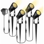 Lampe de jardin, lot de 4 lampes de jardin � piquet �tanche ip65 led projecteur de jardin avec prise ...