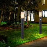 Lampe de jardin avec d�tecteur de mouvement anthracite lampadaire de jardin inox e27 balisage jardin, ...