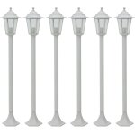 Lampe de jardin � piquet 6 pcs e27 110 cm aluminium blanc - lampes de jardin - �clairage ext�rieur - ...
