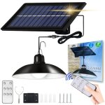 Lampe de jardin solaire led suspendue avec capteur crépusculaire, lustre + télécommande Lampe de jardin solaire led suspendue avec capteur crépusculaire, lustre + télécommande