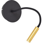 Lampe jutta led spot mural avec bras flexible et interrupteur sable noir / or mat m�tal / plastique noir ...