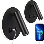 Lampe de lecture led, applique murale d'int�rieur 3w 3000k + 8w 3000k, liseuse de chevet avec port de ...