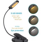 Lampe de lecture � pince avec 9 led, rechargeable par usb, 9 niveaux de luminosit� et 3 temp�ratures ...