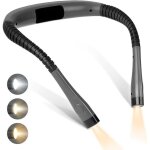 Lampe de lecture rechargeable pour le cou, id�ale pour lire au lit. 3 couleurs et 3 niveaux de luminosit� ...