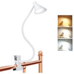 Lampe led � pince blanche avec col de cygne flexible r�glable, lumi�re de lecture cibl�e 3 niveaux de ...