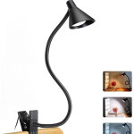 Lampe led � pince noire avec col de cygne flexible orientable, lumi�re de lecture cibl�e 3 niveaux de ...