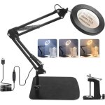 Lampe loupe 10x lampe de bureau loupe avec lumi�re et support, loupe de lecture led avec pinces et base, ...