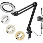 Lampe loupe 72led, 5x loupe de daylight bureau avec pince mtal modes 3 couleurs dimmable pour rparation ...