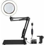 Lampe loupe de bureau 72led, 5x loupe avec lumi�re lumi�re du jour 1500 lumens 3 couleurs modes loupe ...