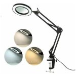 Lampe loupe � led avec pince, loupe avec lumi�re de 8 dioptries lampe de loupe �clair�es 3 couleurs bras ...