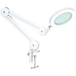 Lampe loupe, lampe de travail - avec lentille en verre 105 mm 5 dioptries, pince mtallique, bras pivotant, ...