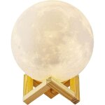 Lampe lune 3d, veilleuse led lampe luna tactile 3 couleurs, usb rechargeable veilleuse lune