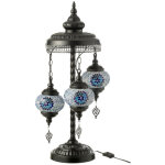 Lampe � poser mosa�que 3 t�tes  neal  78cm bleu