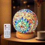 Lampe en mosa�que, lampe de table par usb, lampe marocaine avec base en bois, lampes de chevet de style ...